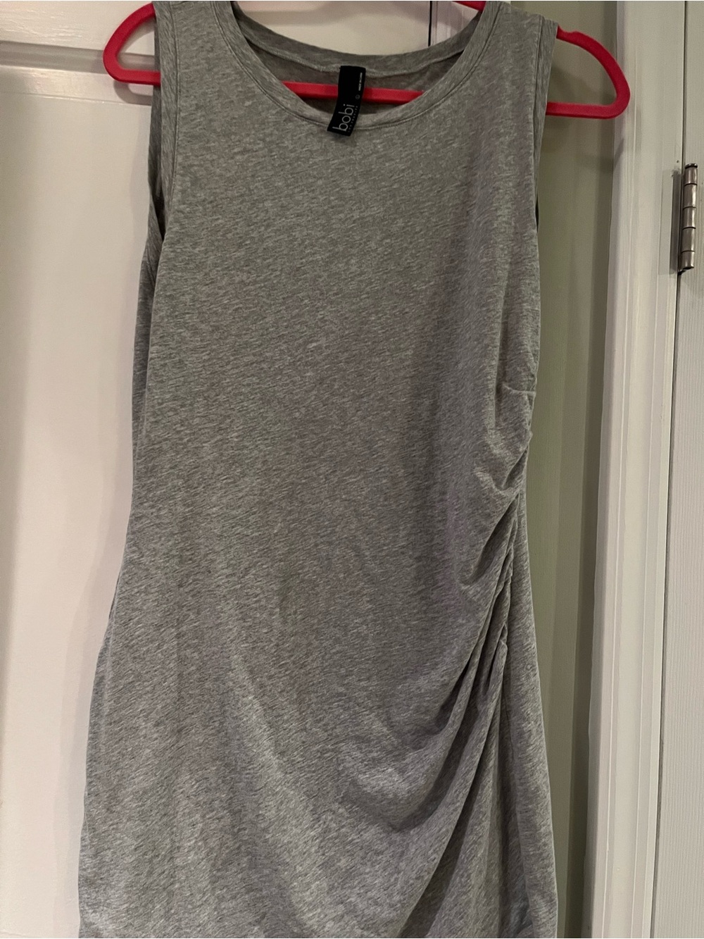 bobi Heather Grey Sleeveless Ruched Side Tank Top